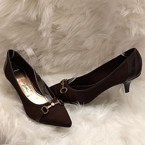 Anne Klein Brown Fabric Heels
